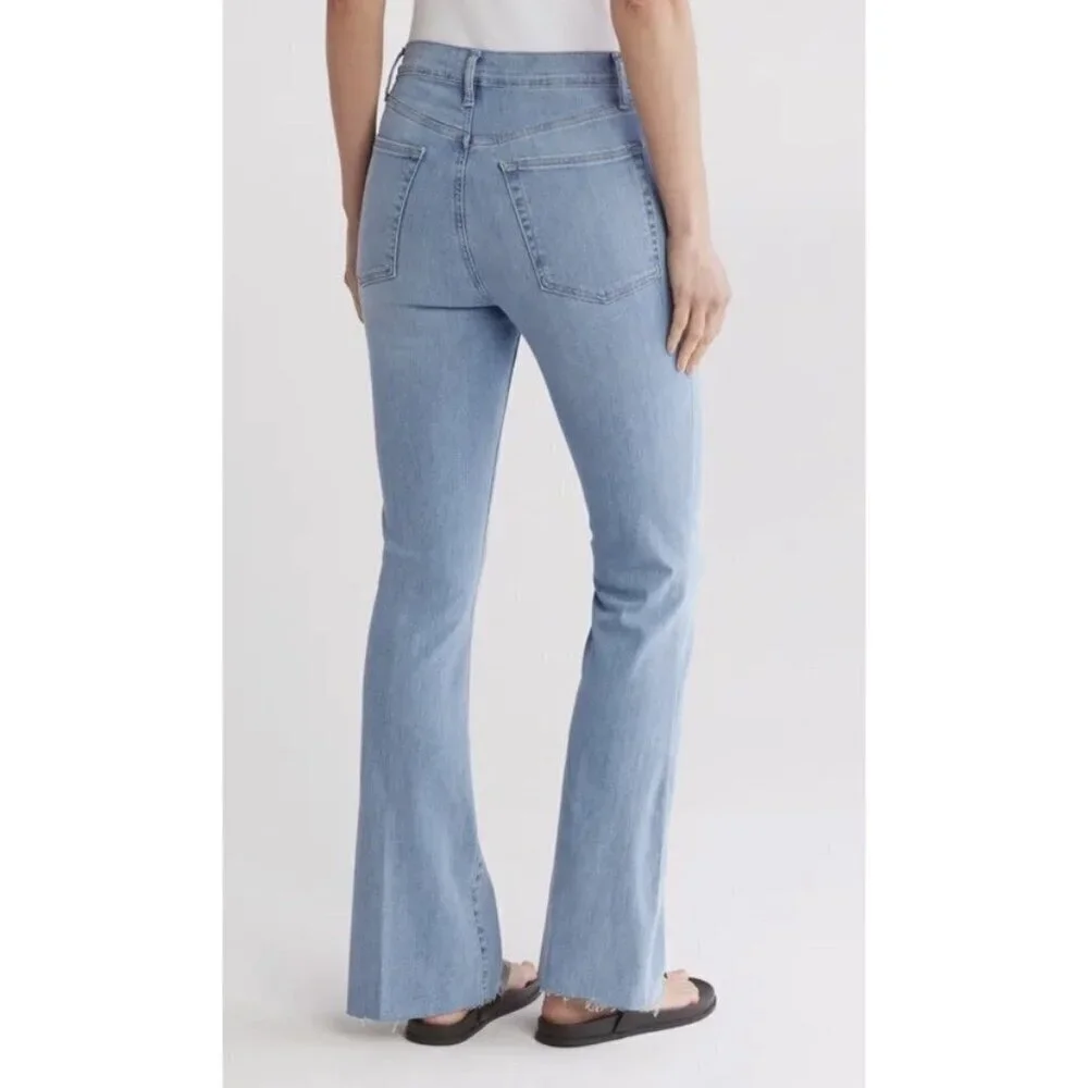 FRAME Le Easy High Waist Raw Hem Flare Jeans Wone's Sz 27 Wilson Raw After Wash